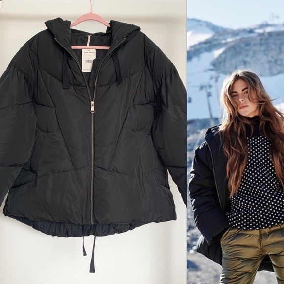 Free People Hailey Puffer Coat Black 
